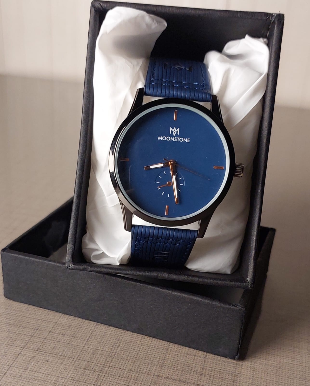 Moonstone Classic Analog Watch with Tan Leather Strap