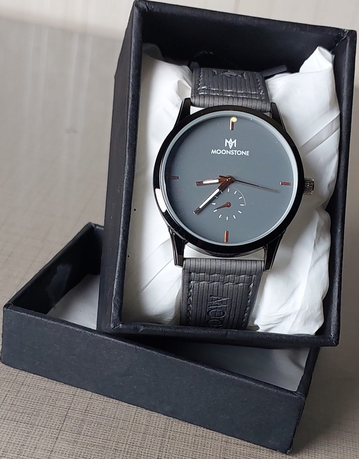 Moonstone Classic Analog Watch with Tan Leather Strap